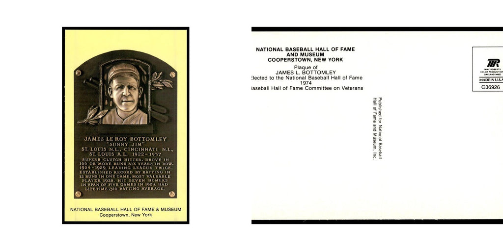 James L. Bottomley 1993 National Baseball Hall of Fame Plaque Postcards #nan EX