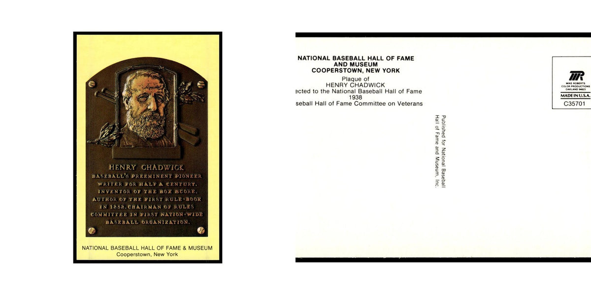 Henry Chadwick 1993 National Baseball Hall of Fame Plaque Postcards #nan EX