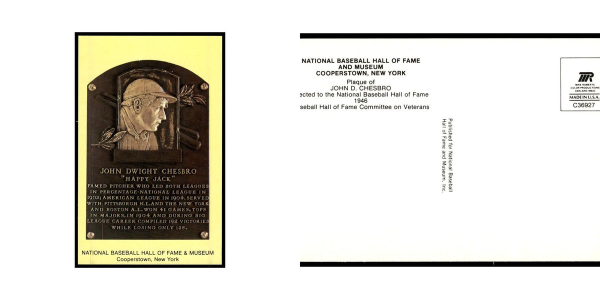 John D. Chesbro 1993 National Baseball Hall of Fame Plaque Postcards #nan EX