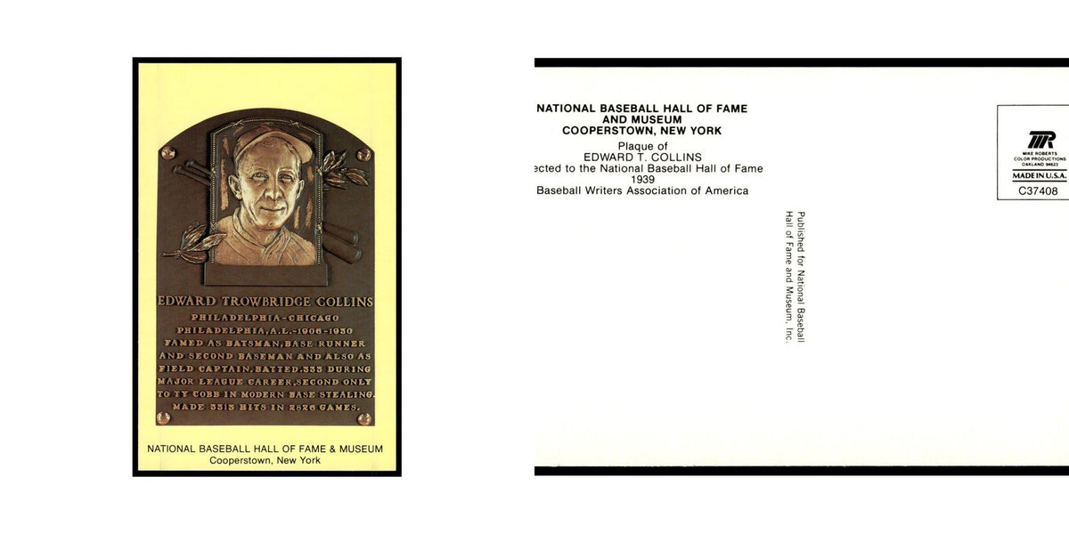 Edward T. Collins 1993 National Baseball Hall of Fame Plaque Postcards #nan EX