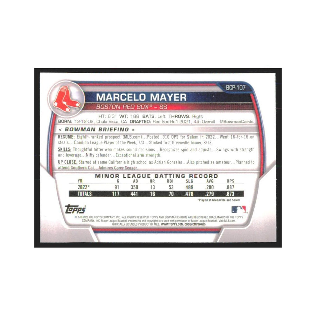 2023 Bowman Chrome Marcelo Mayer Red Sox #BCP-107