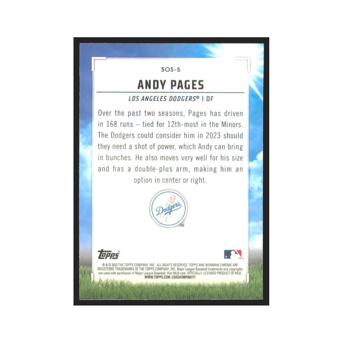 2023 Bowman Chrome Andy Pages Dodgers #SOS-5