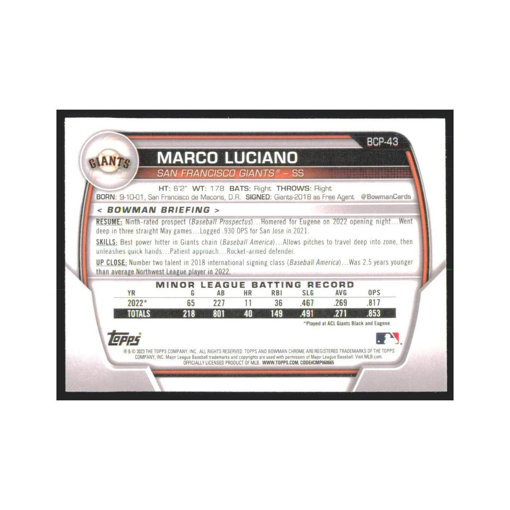 2023 Bowman Chrome Marco Luciano Giants #BCP-43