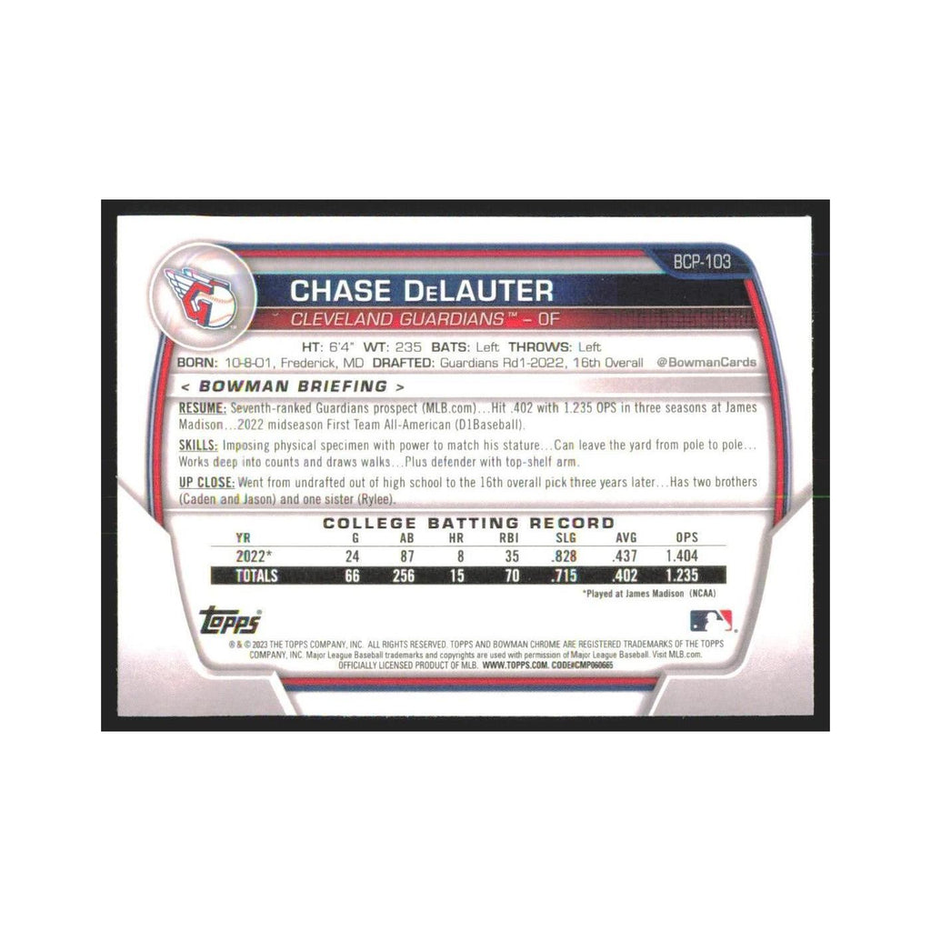 2023 Bowman Chrome Chase DeLauter Guardians #BCP-103