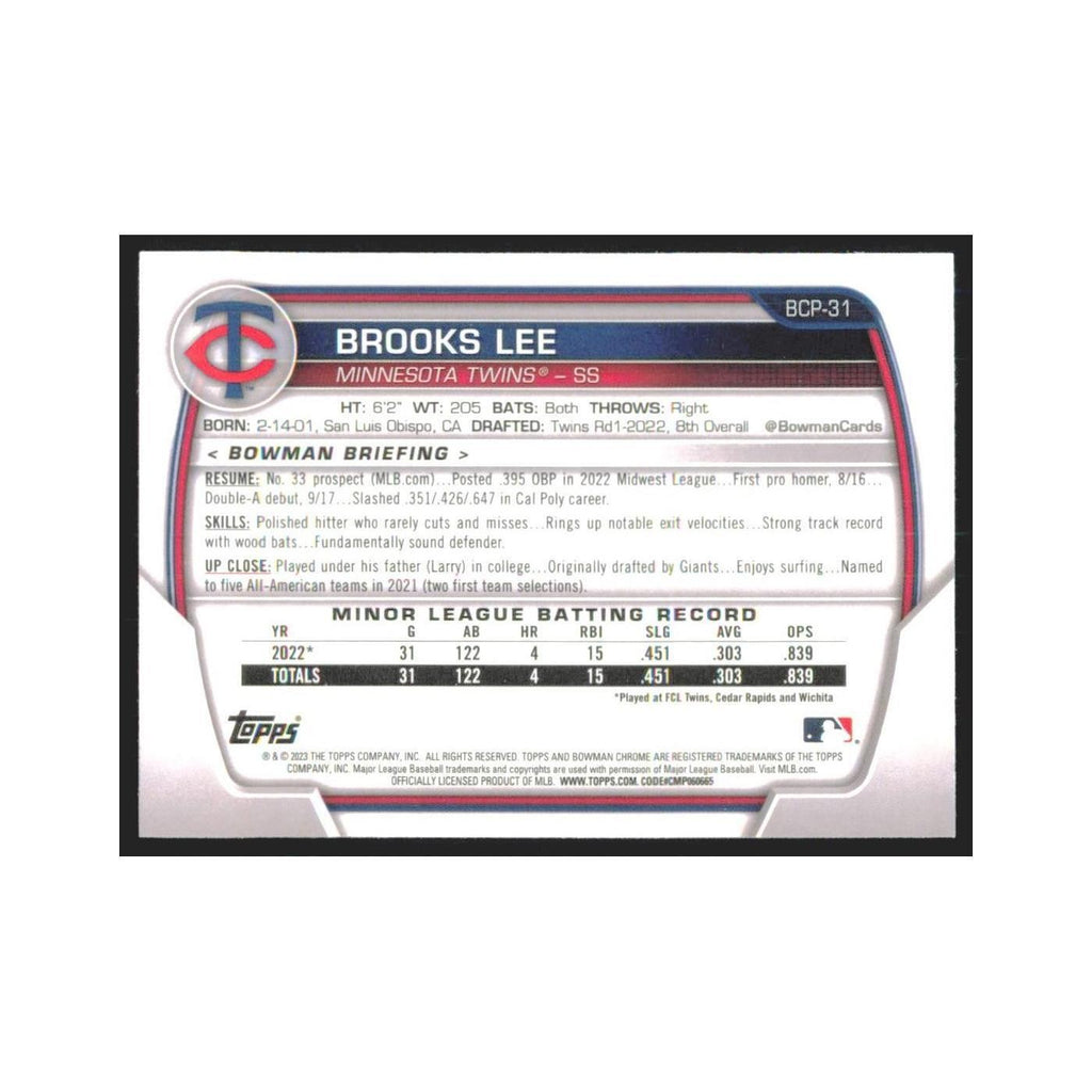 2023 Bowman Chrome Brooks Lee Twins #BCP-31