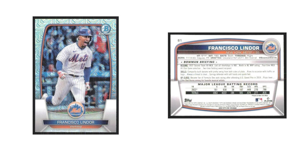 2023 Bowman Chrome Moto Francisco Lindor Mets #81