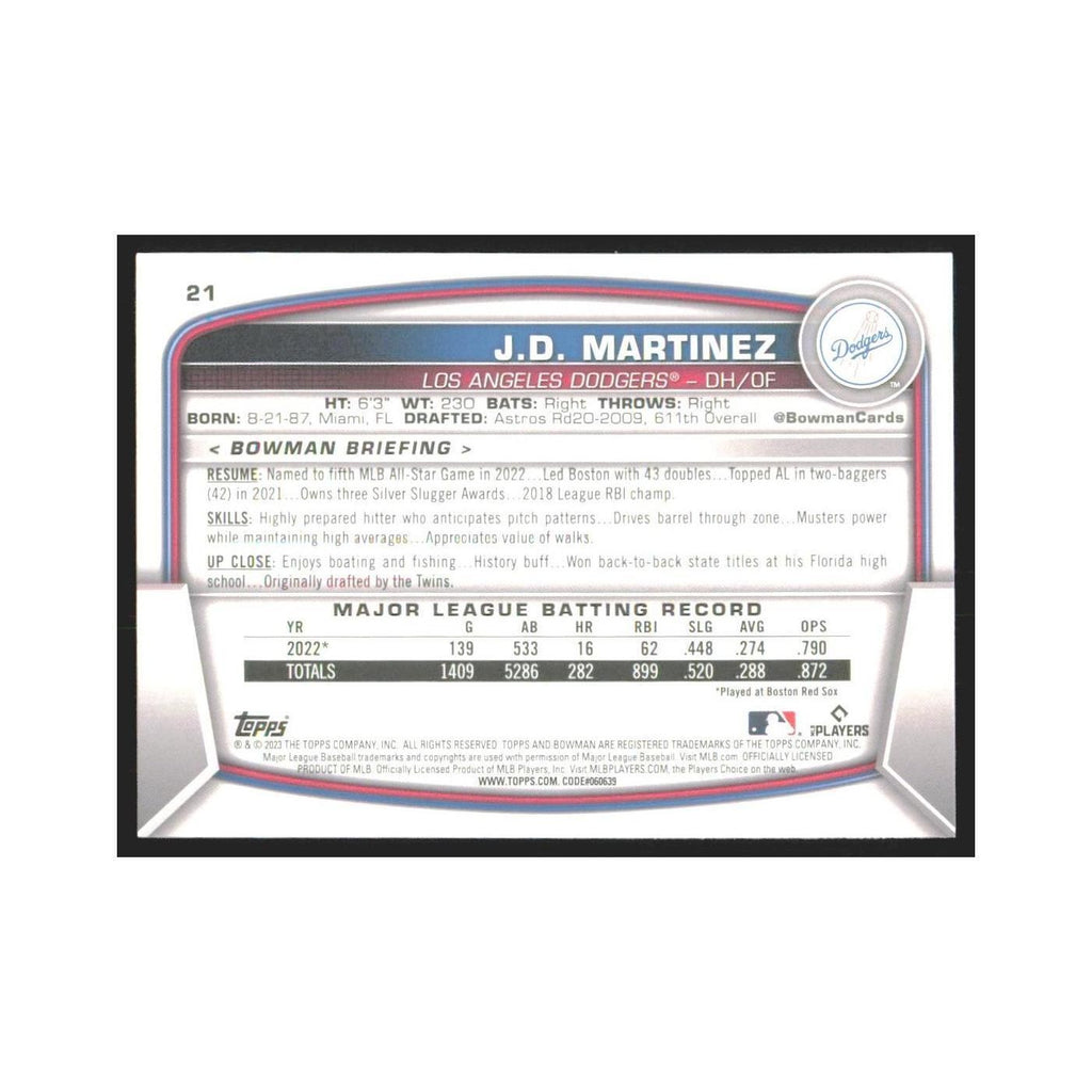 2023 Bowman J.D. Martinez Dodgers #21