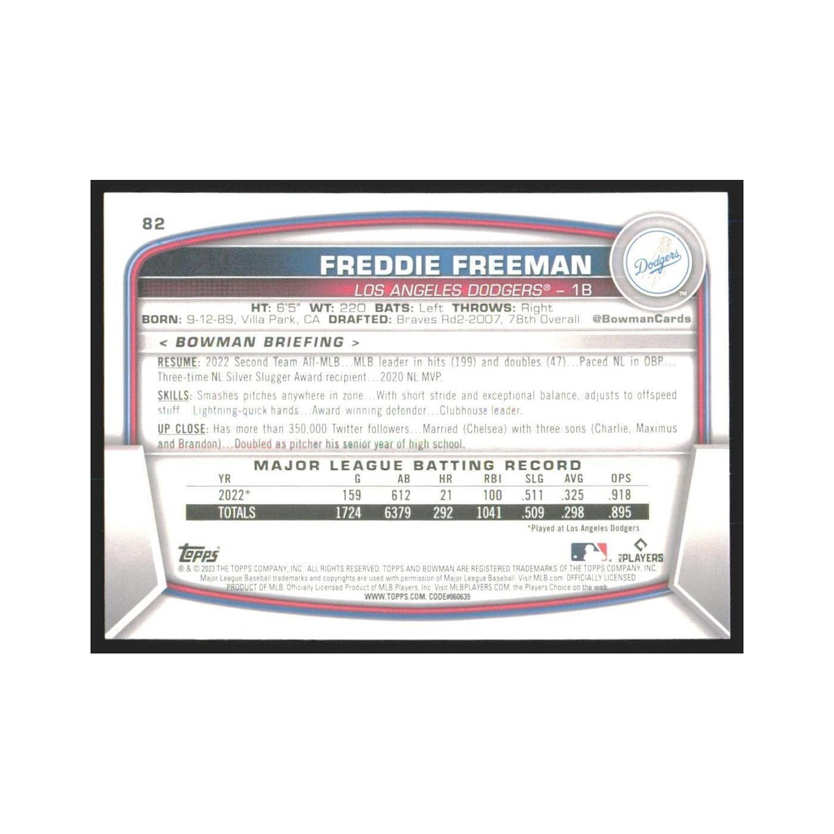 2023 Bowman Freddie Freeman Dodgers #82
