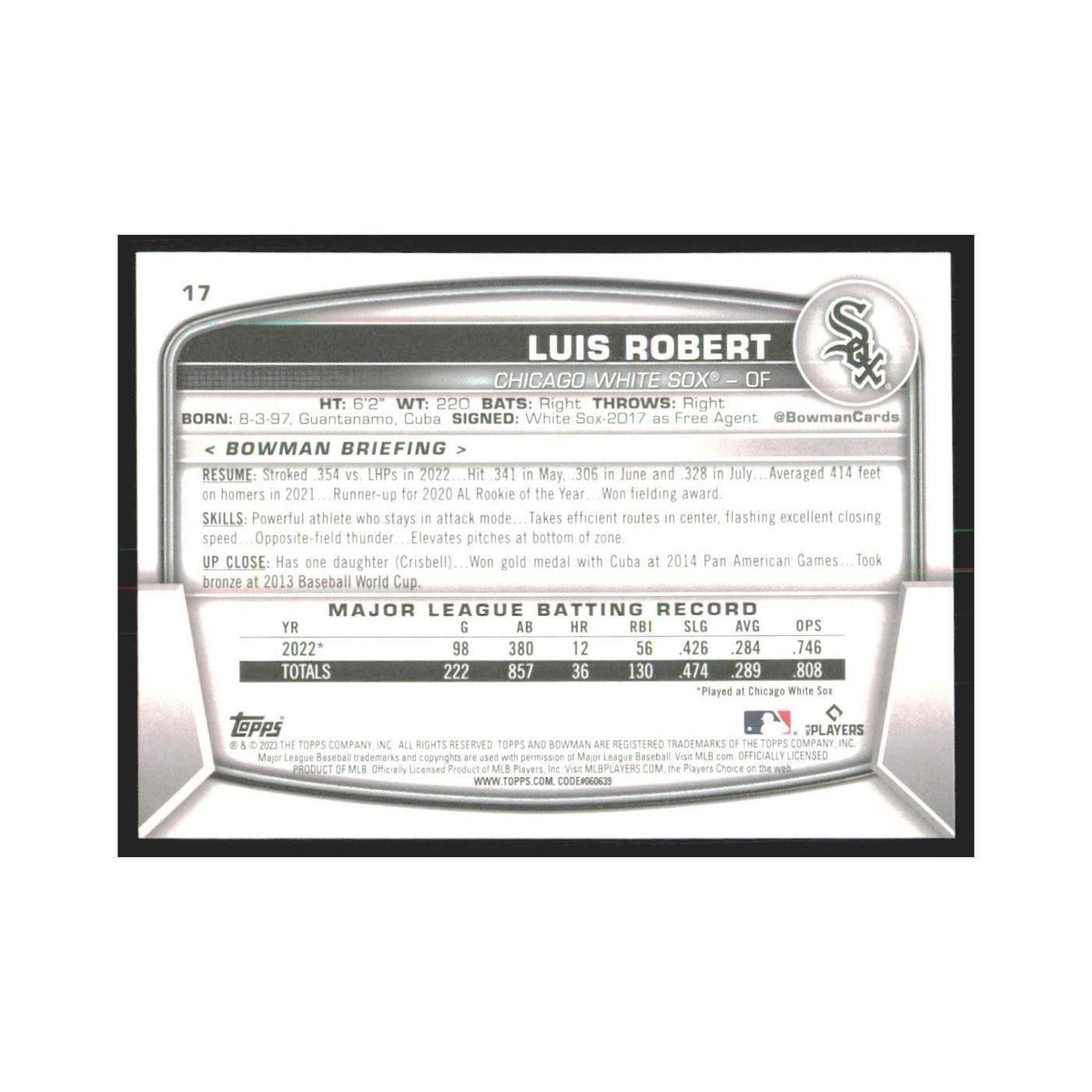 2023 Bowman Luis Robert White Sox #17