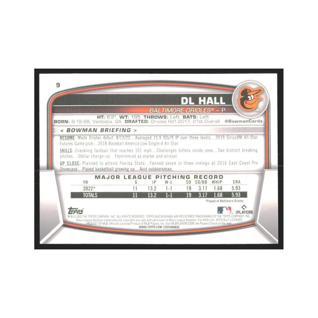 2023 Bowman DL Hall RC Orioles #9