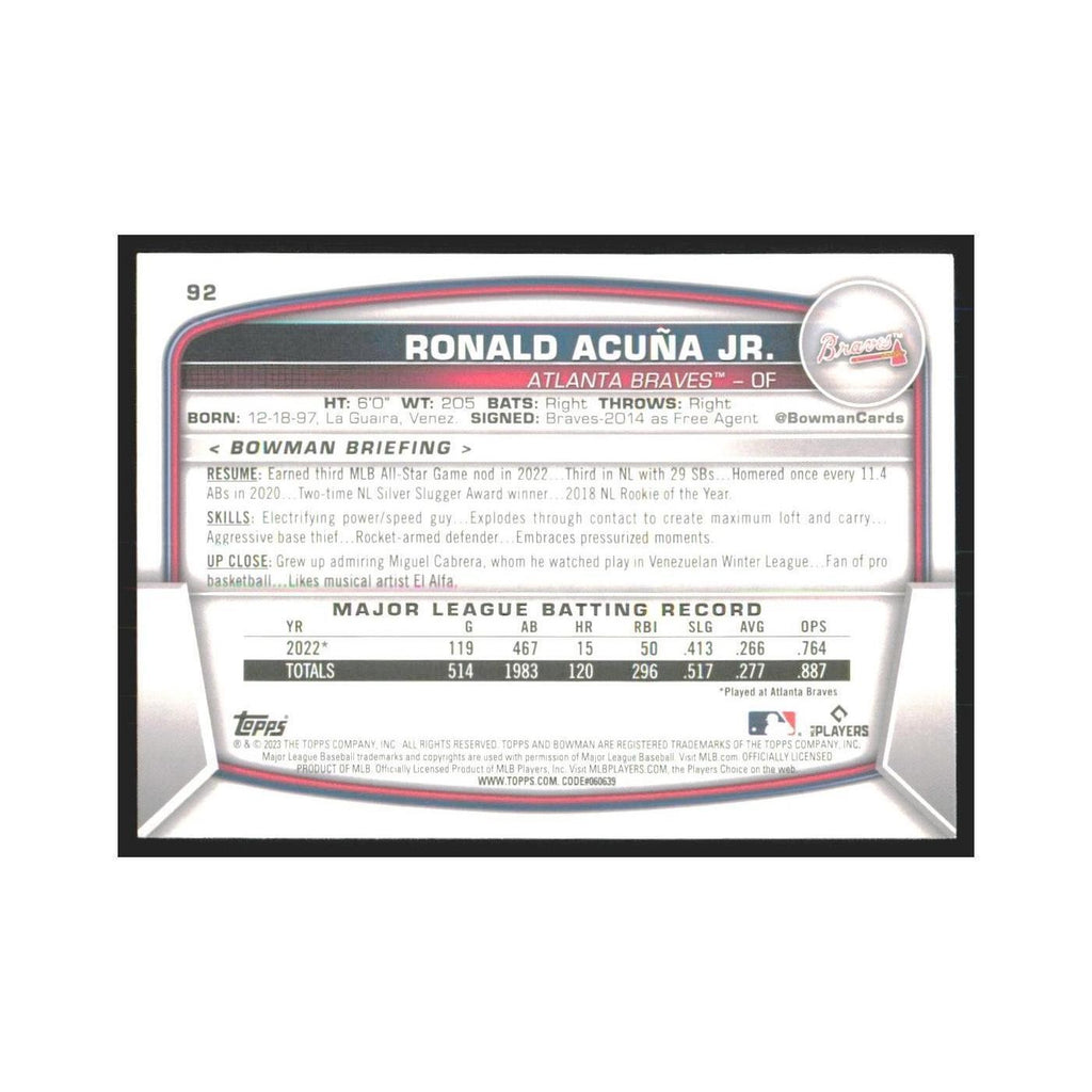 2023 Bowman Ronald Acuna Jr. Braves #92