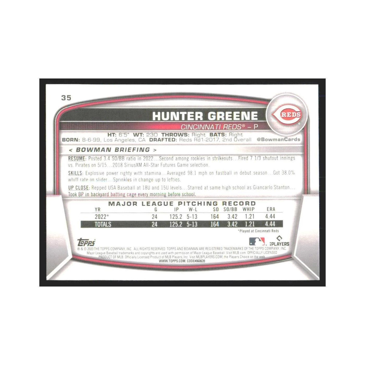 2023 Bowman Hunter Greene Reds #35