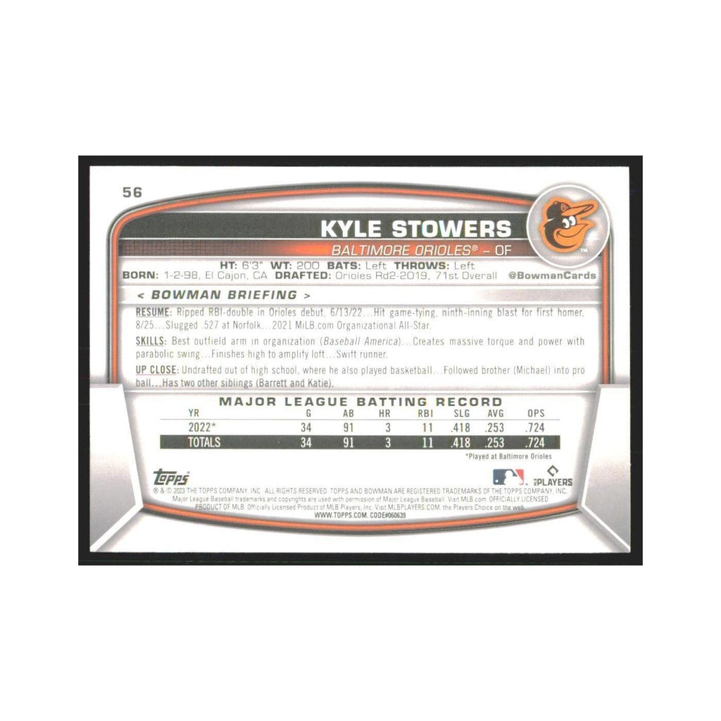 2023 Bowman Kyle Stowers RC Orioles #56