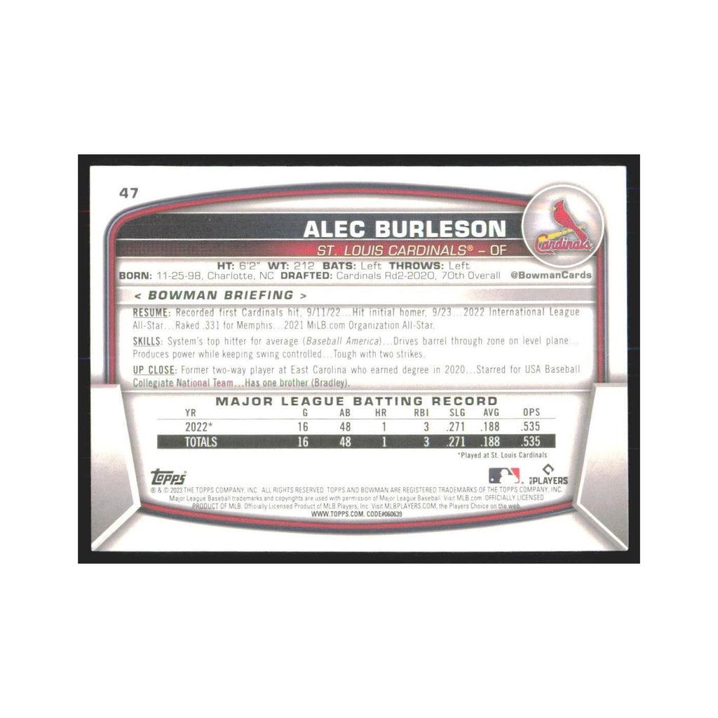 2023 Bowman Alec Burleson RC Cardinals #47
