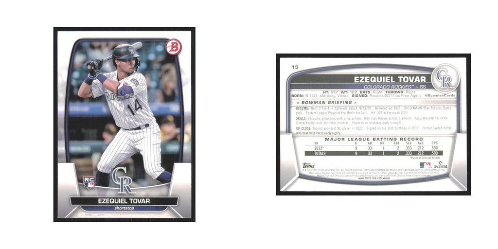 2023 Bowman Ezequiel Tovar RC Rockies #15