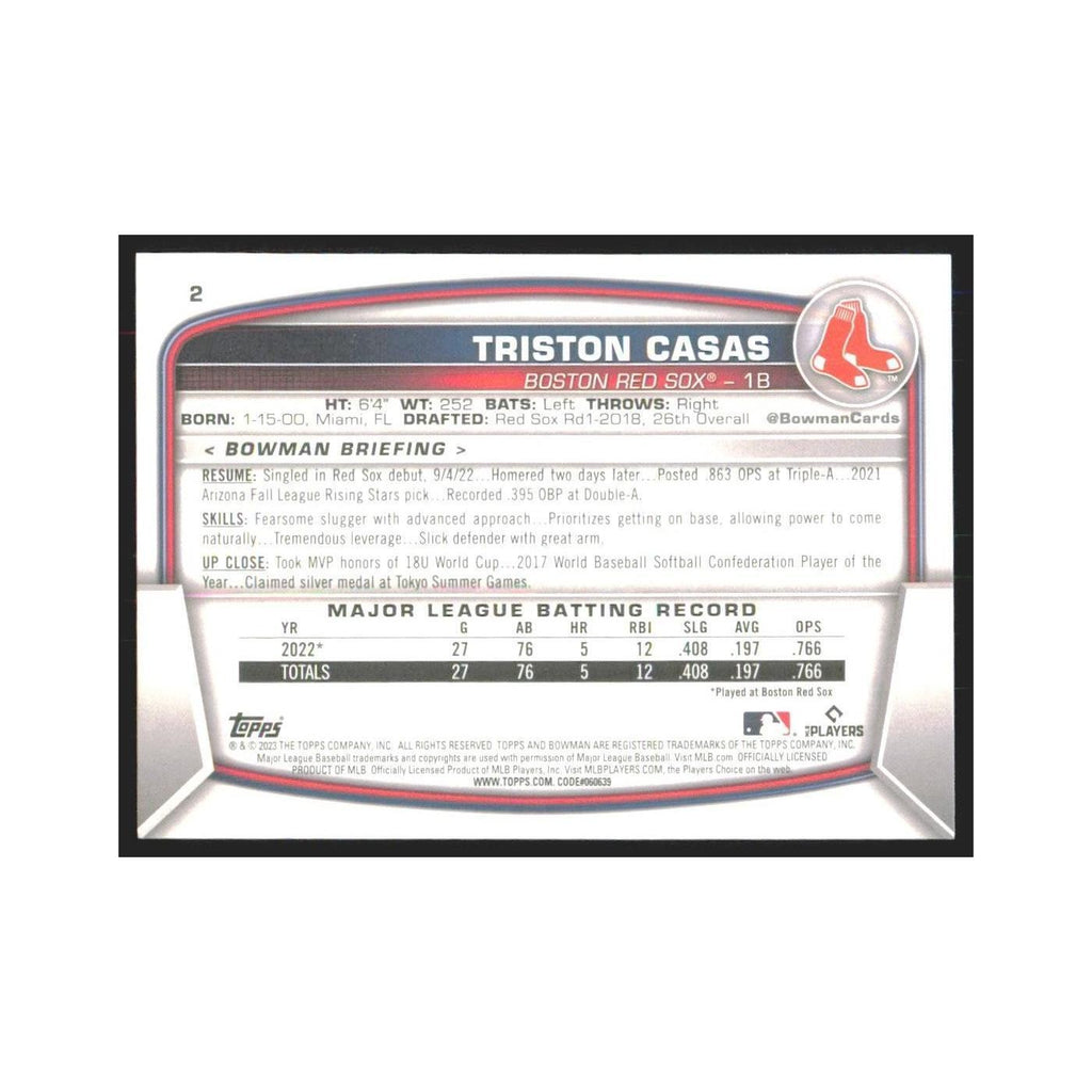 2023 Bowman Triston Casas RC Red Sox #2