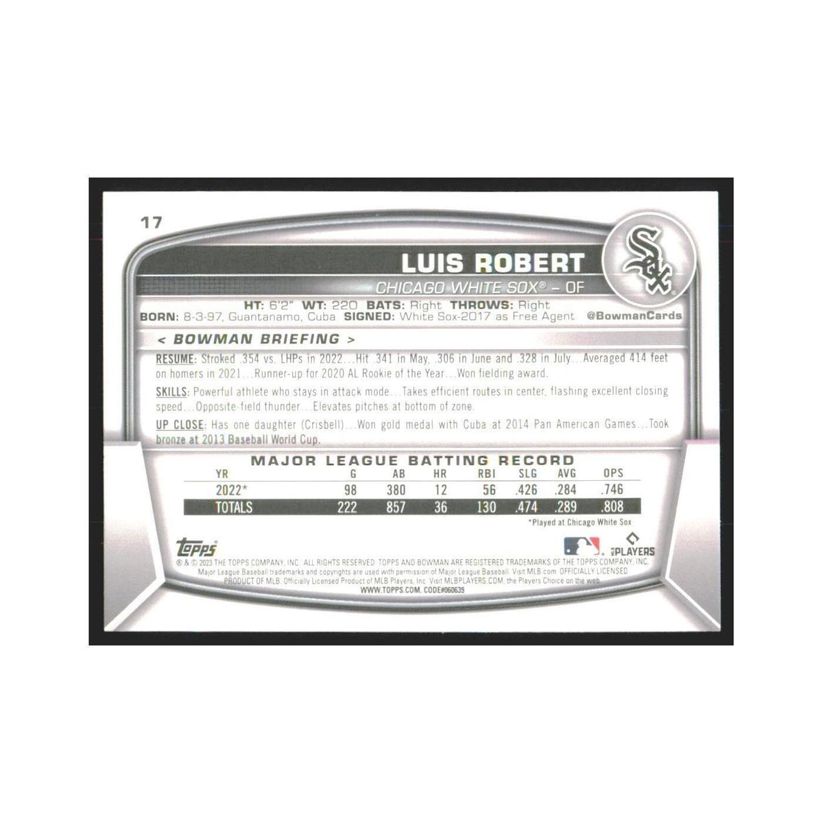 2023 Bowman Luis Robert White Sox #17