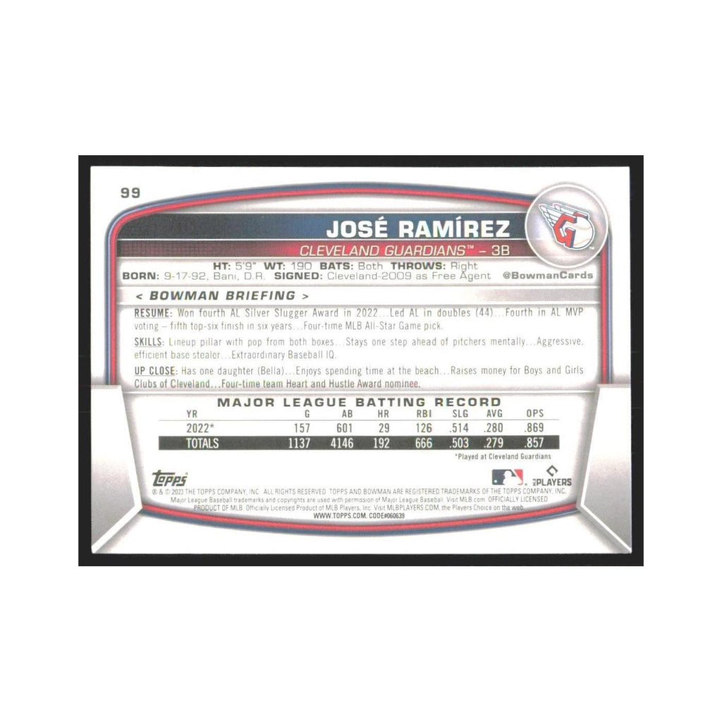 2023 Bowman Jose Ramirez Guardians #99