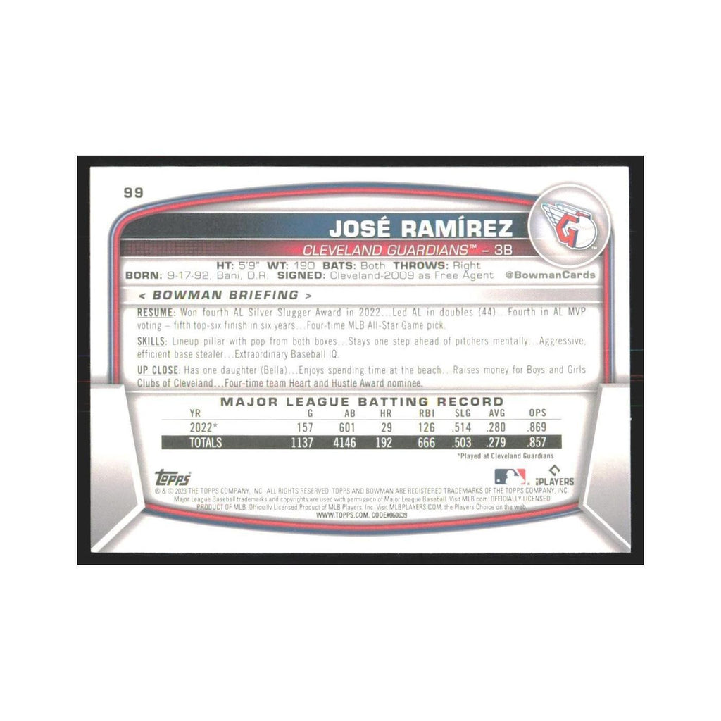 2023 Bowman Jose Ramirez Guardians #99