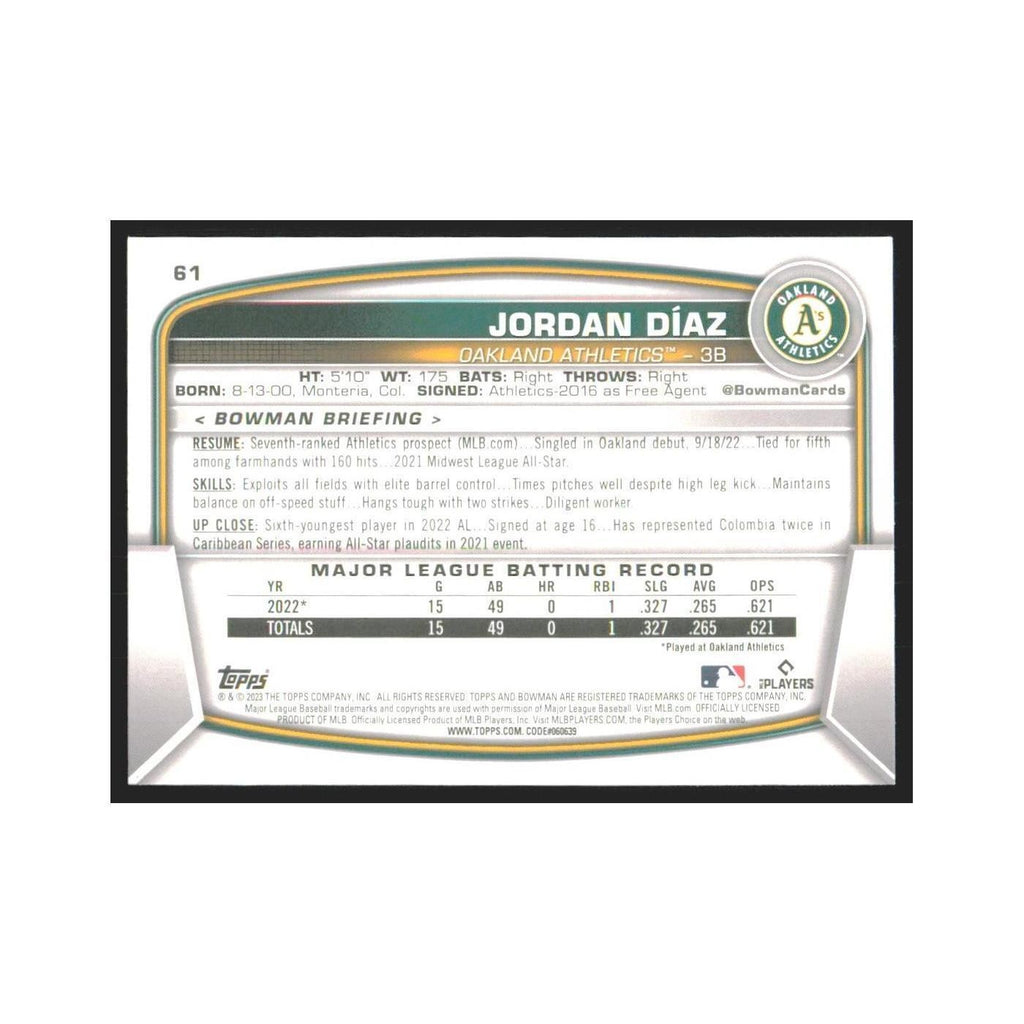 2023 Bowman Jordan Diaz RC Athletics #61