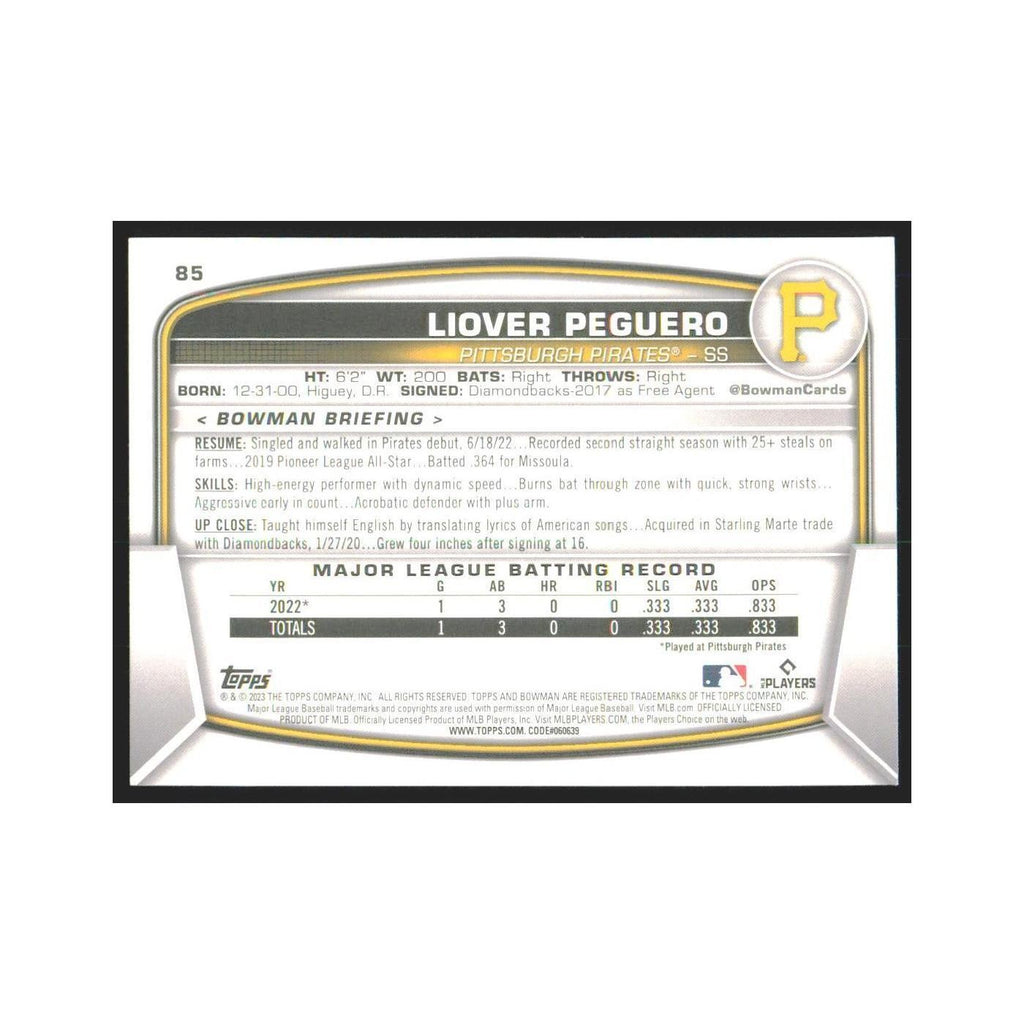 2023 Bowman Liover Peguero RC Pirates #85