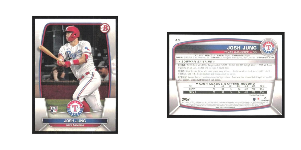 2023 Bowman Josh Jung RC Rangers #43