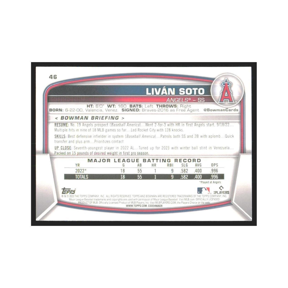 2023 Bowman Livan Soto RC Angels #46
