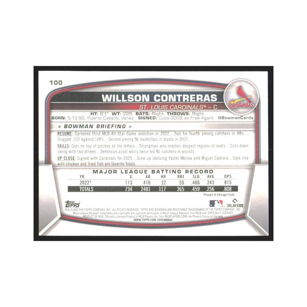 2023 Bowman Willson Contreras Cardinals #100
