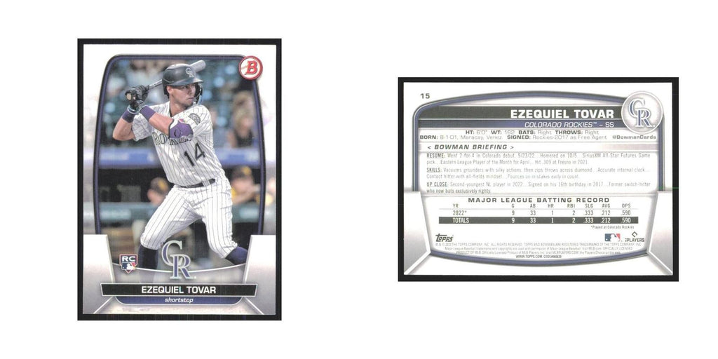 2023 Bowman Ezequiel Tovar RC Rockies #15