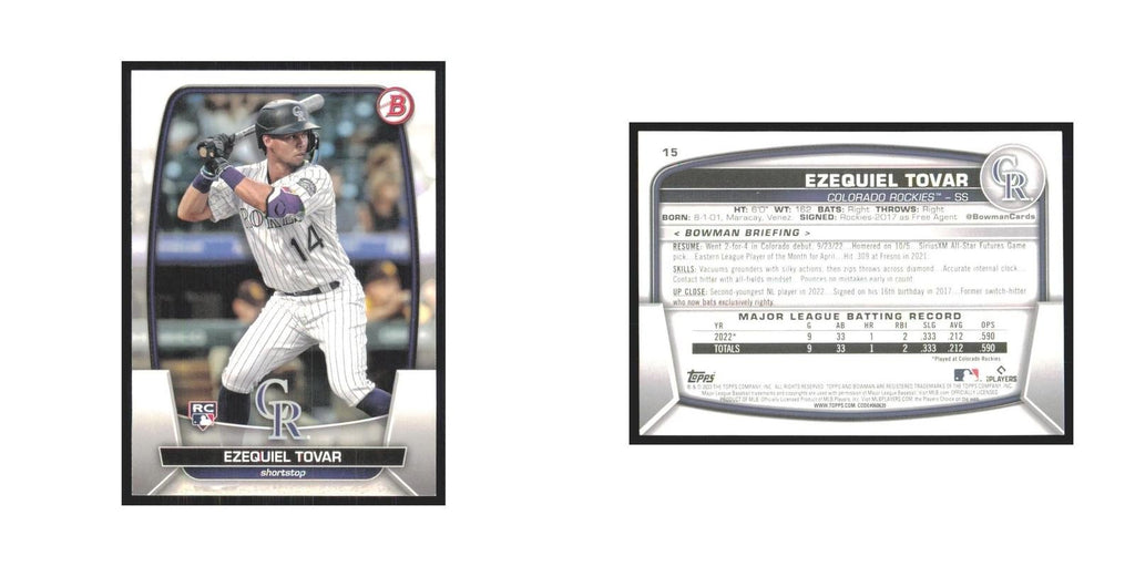 2023 Bowman Ezequiel Tovar RC Rockies #15
