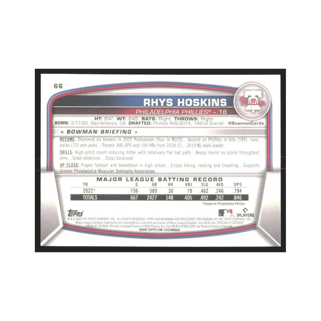 2023 Bowman Rhys Hoskins Phillies #66