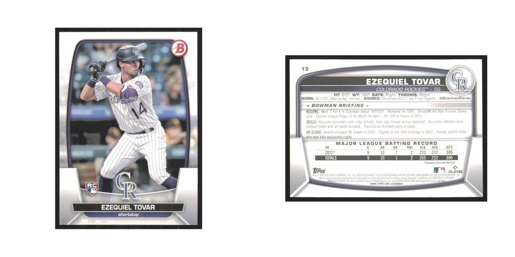 2023 Bowman Ezequiel Tovar RC Rockies #15