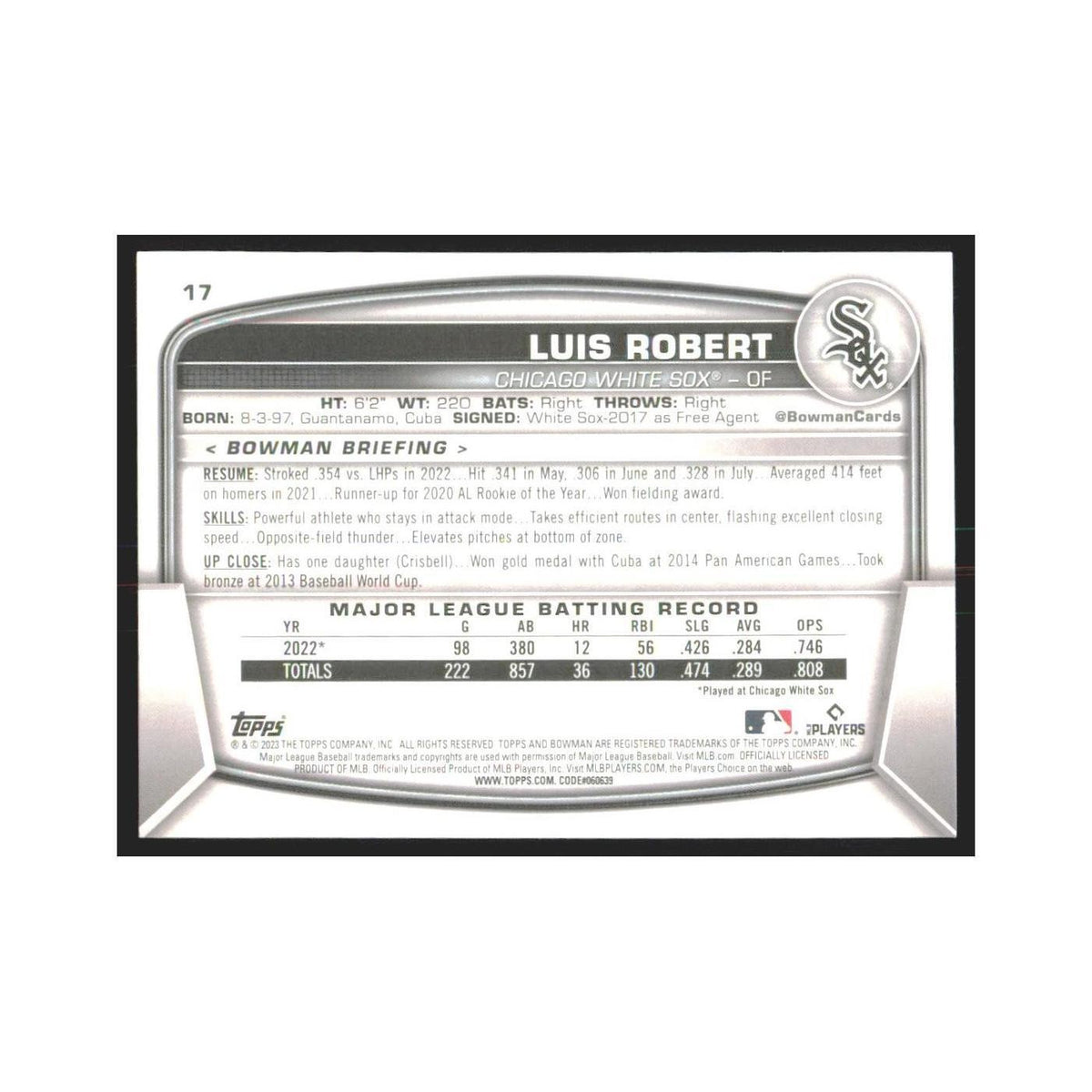2023 Bowman Luis Robert White Sox #17