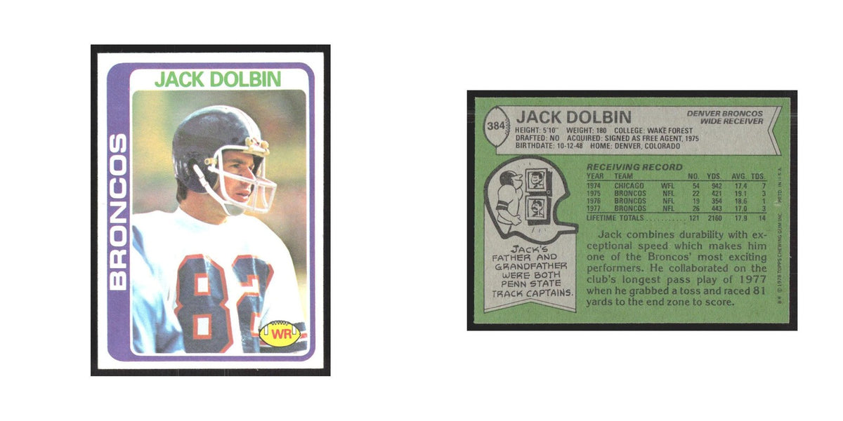 1978 Topps Jack Dolbin Broncos #384