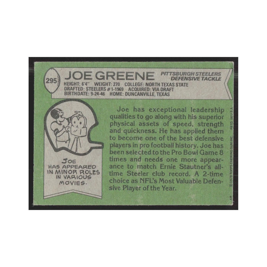 1978 Topps Joe Greene Steelers #295