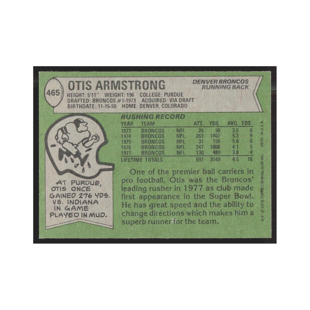 1978 Topps Otis Armstrong Broncos #465