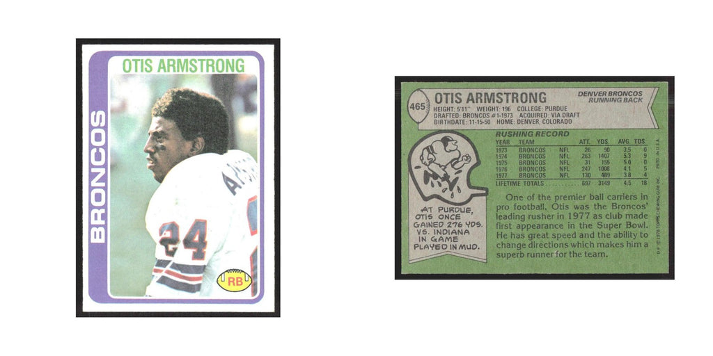 1978 Topps Otis Armstrong Broncos #465