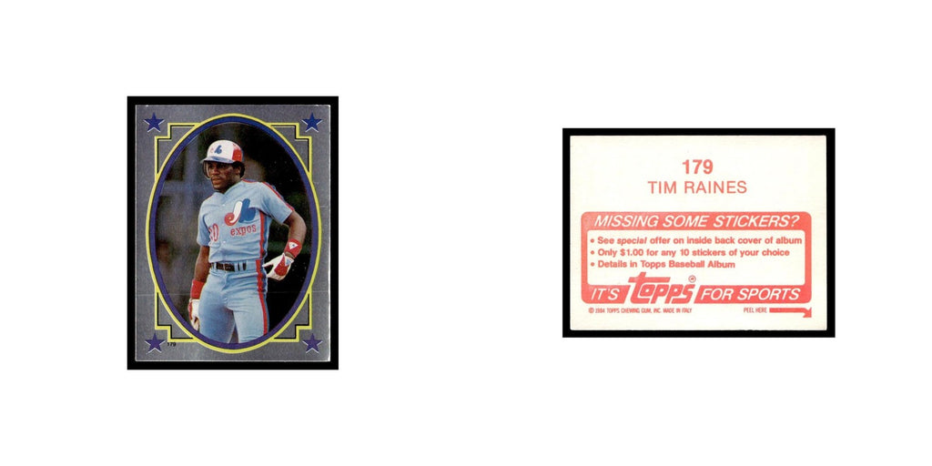Tim Raines 1984 Topps Stickers #179 Montreal Expos Baseball Card EX