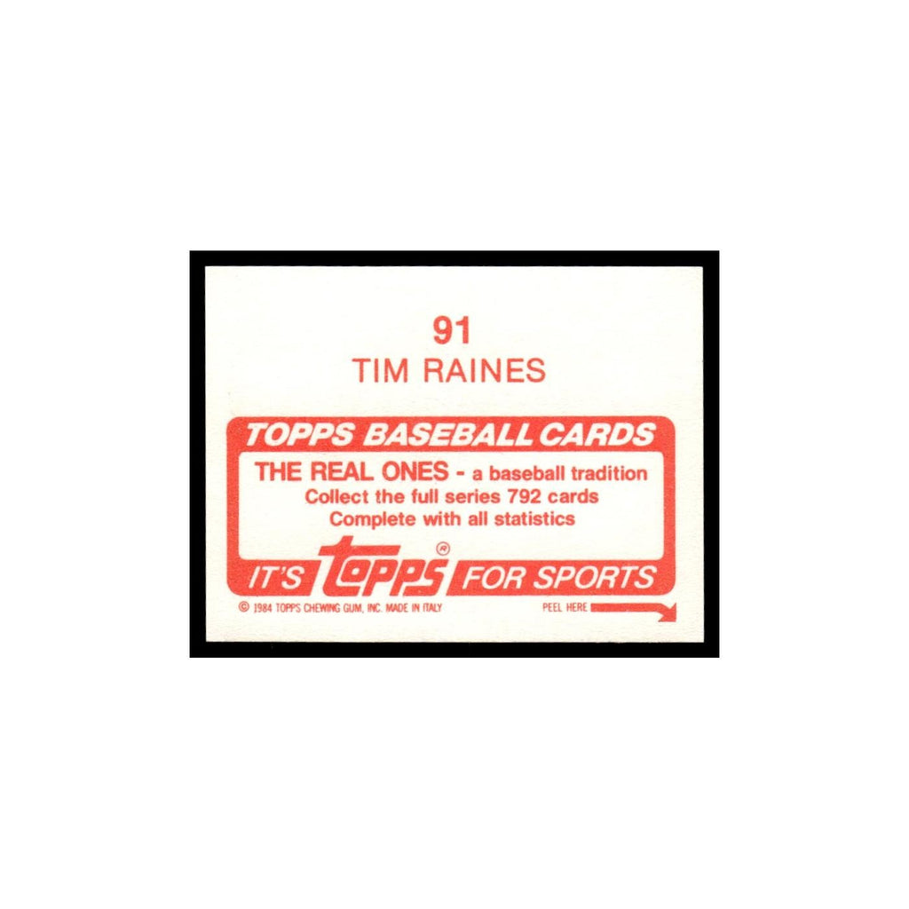 Tim Raines 1984 Topps Stickers #91 Montreal Expos Baseball Card EX
