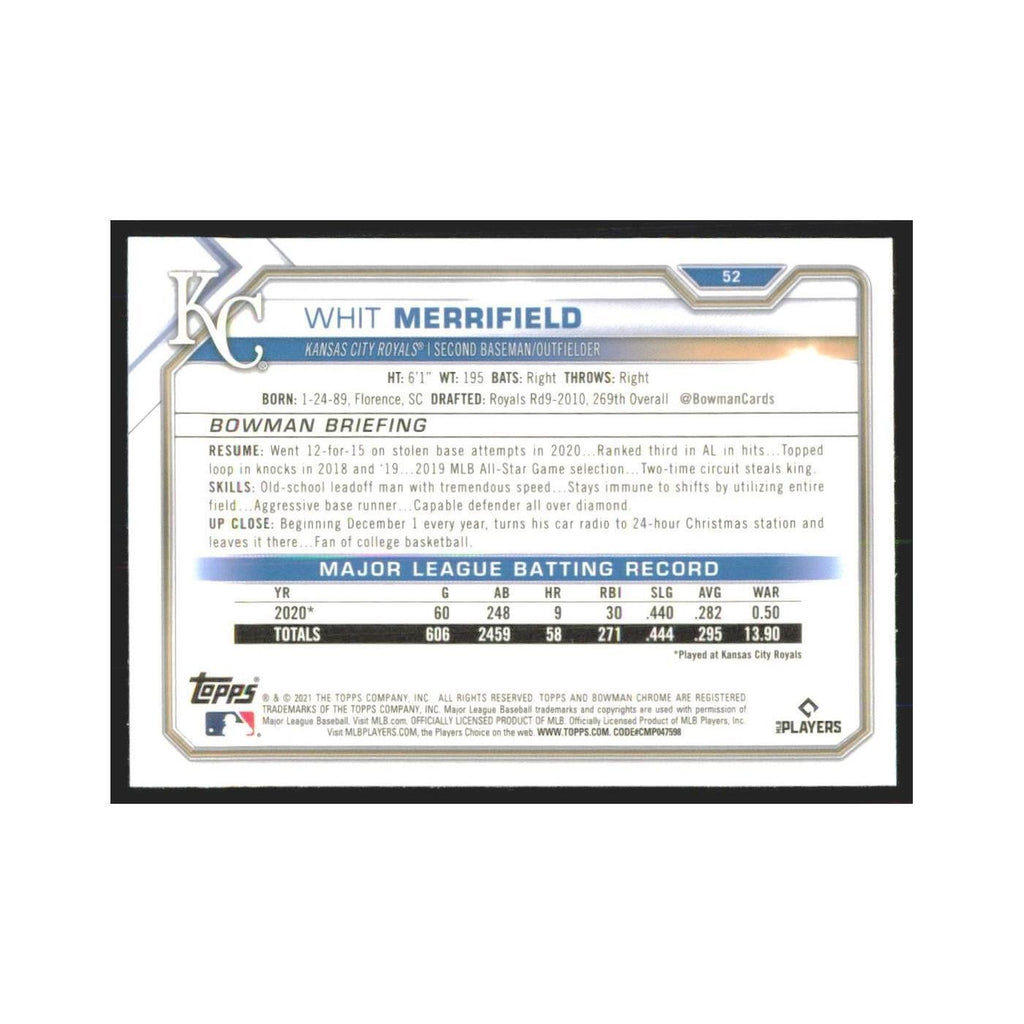2021 Bowman Chrome Whit Merrifield Royals #52