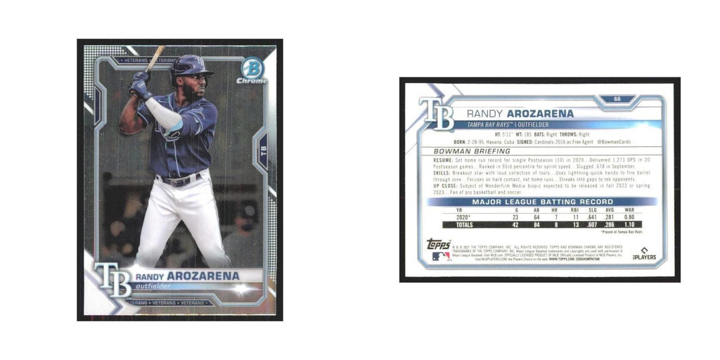 2021 Bowman Chrome Randy Arozarena Rays #66