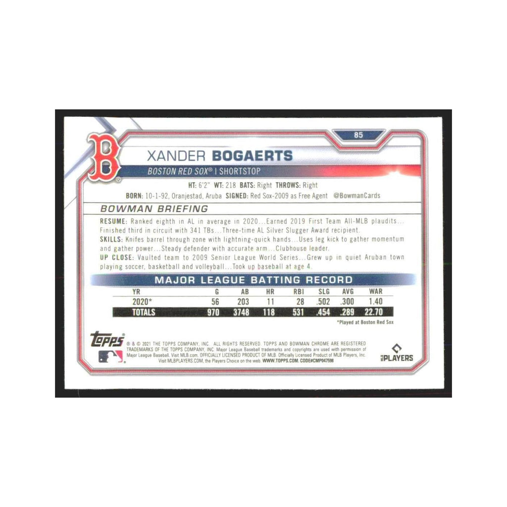 2021 Bowman Chrome Xander Bogaerts Red Sox #85