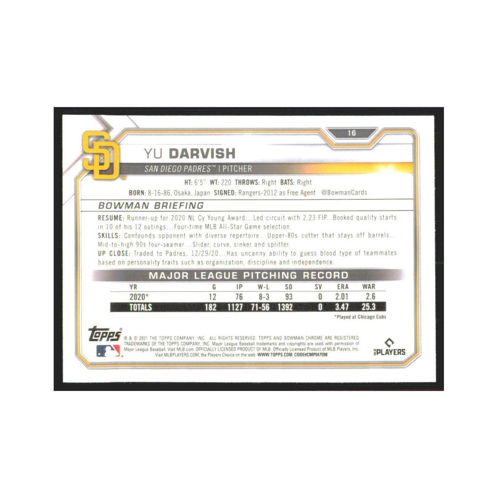 2021 Bowman Chrome Yu Darvish Padres #1
