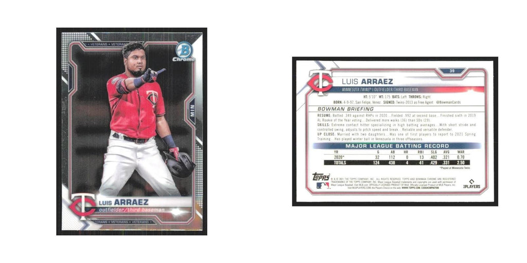 2021 Bowman Chrome Luis Arraez Twins #39