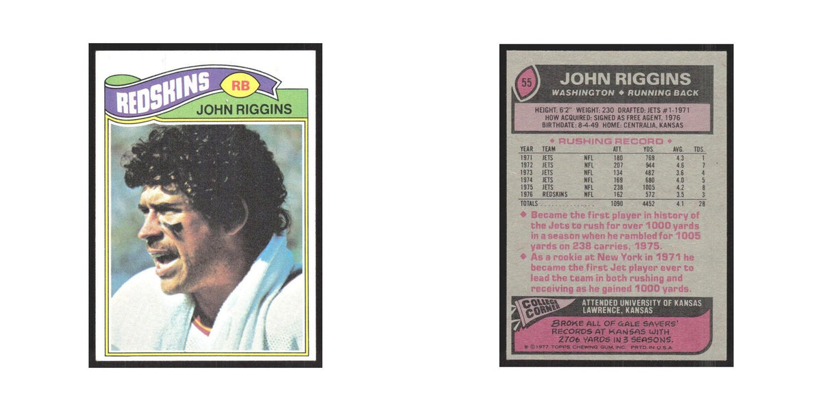 1977 Topps John Riggins Redskins #55