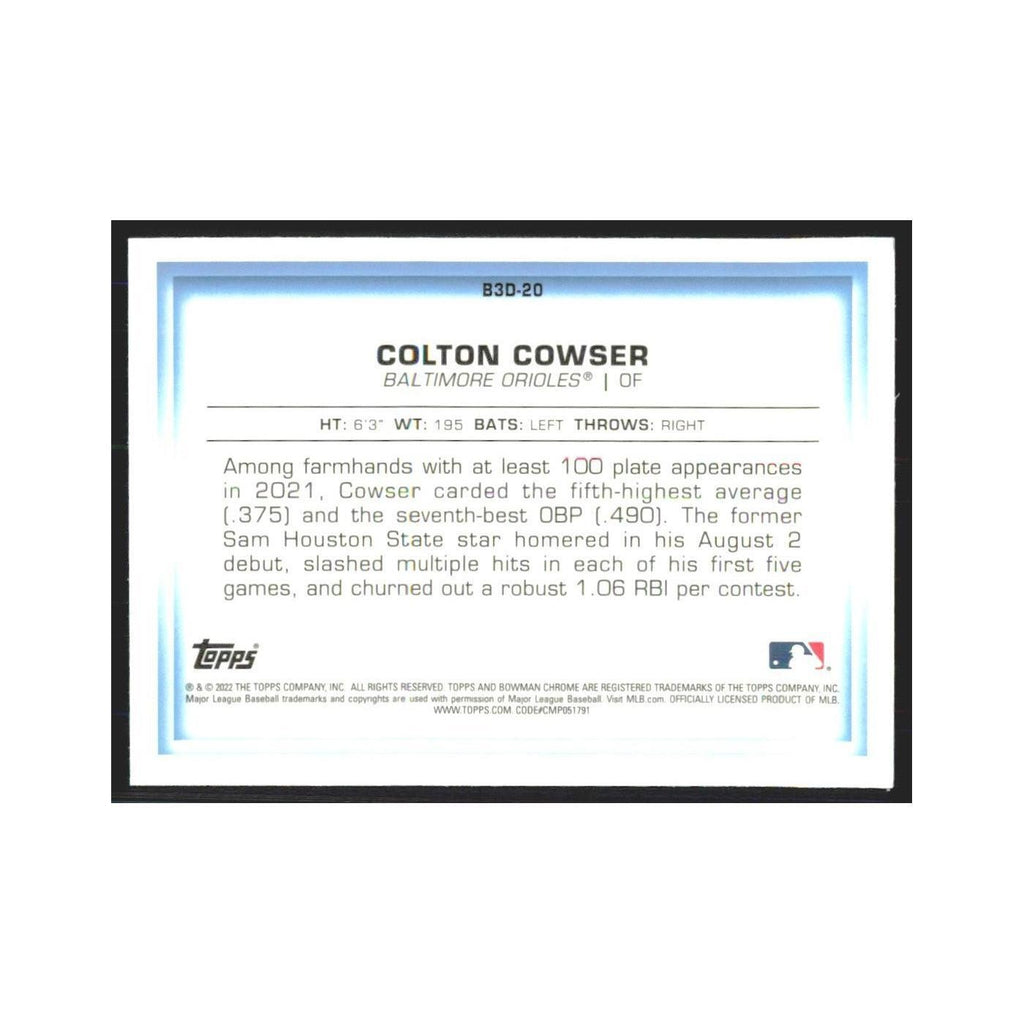 2022 Bowman Chrome Colton Cowser Orioles #B3D-20