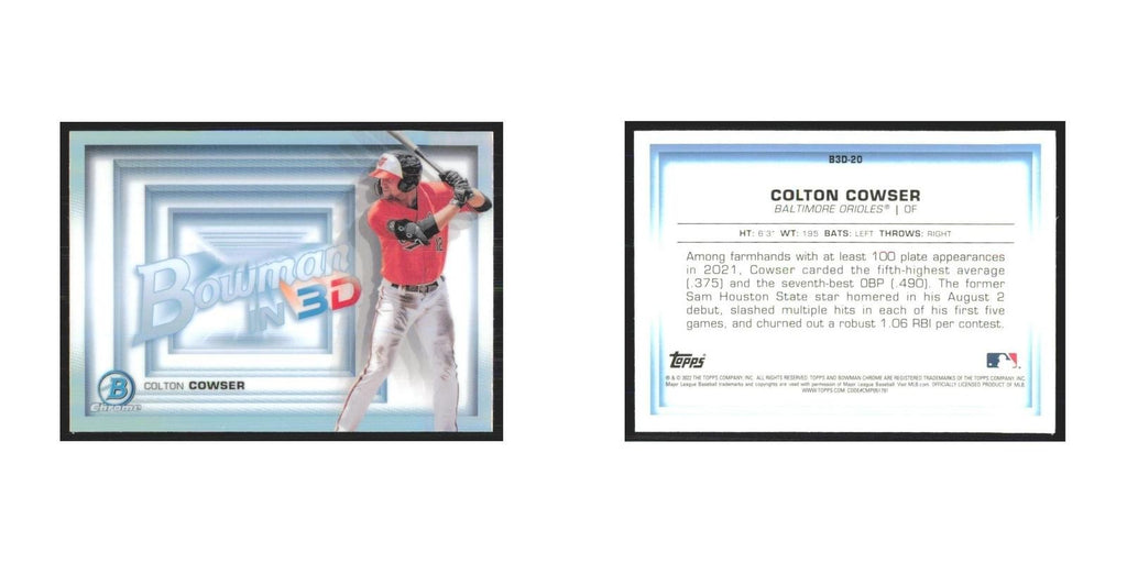 2022 Bowman Chrome Colton Cowser Orioles #B3D-20