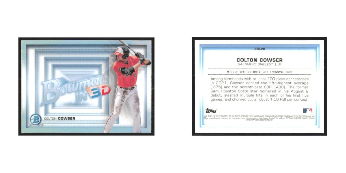 2022 Bowman Chrome Colton Cowser Orioles #B3D-20