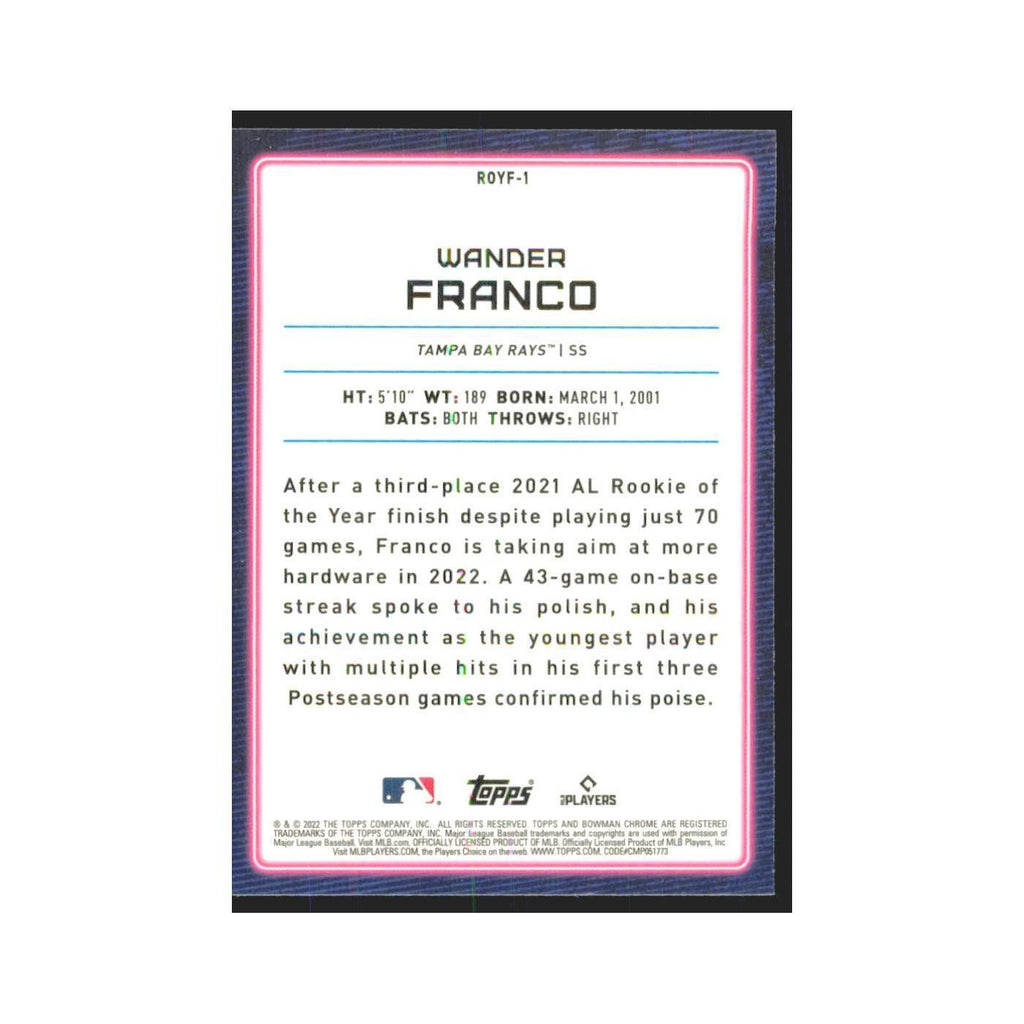 2022 Bowman Chrome Wander Franco RC Rays #ROYF-1