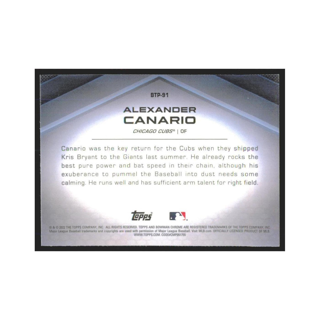 2022 Bowman Chrome Alexander Canario Cubs #BTP-91